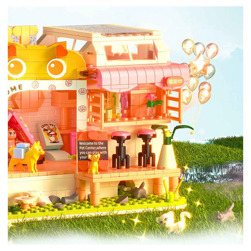 ZHEGAO 612031 CABIN THÚ CƯNG DỄ THƯƠNG CỦA HAKIMI bộ đồ chơi xếp lắp ráp ghép mô hình CAT HOUSE GIVE CATS WARM HOME 687 khối