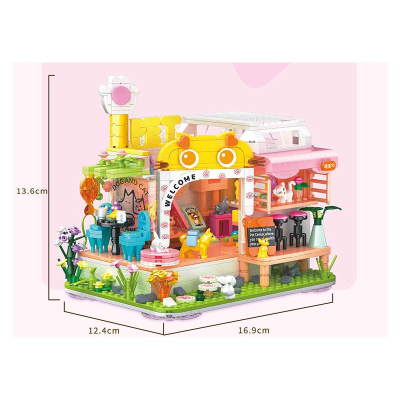 ZHEGAO 612031 CABIN THÚ CƯNG DỄ THƯƠNG CỦA HAKIMI bộ đồ chơi xếp lắp ráp ghép mô hình CAT HOUSE GIVE CATS WARM HOME 687 khối