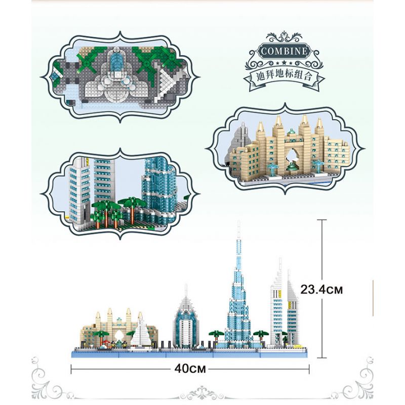 ZHEGAO LZ8316 8316 KIẾN TRÚC DUBAI bộ đồ chơi xếp lắp ráp ghép mô hình Architecture DUBAI LANDMARKS Công Trình Kiến Trúc 2220 khối