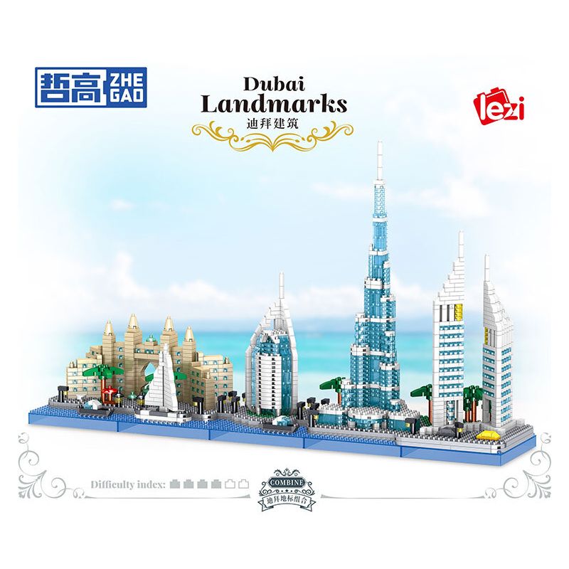 ZHEGAO LZ8316 8316 KIẾN TRÚC DUBAI bộ đồ chơi xếp lắp ráp ghép mô hình Architecture DUBAI LANDMARKS Công Trình Kiến Trúc 2220 khối