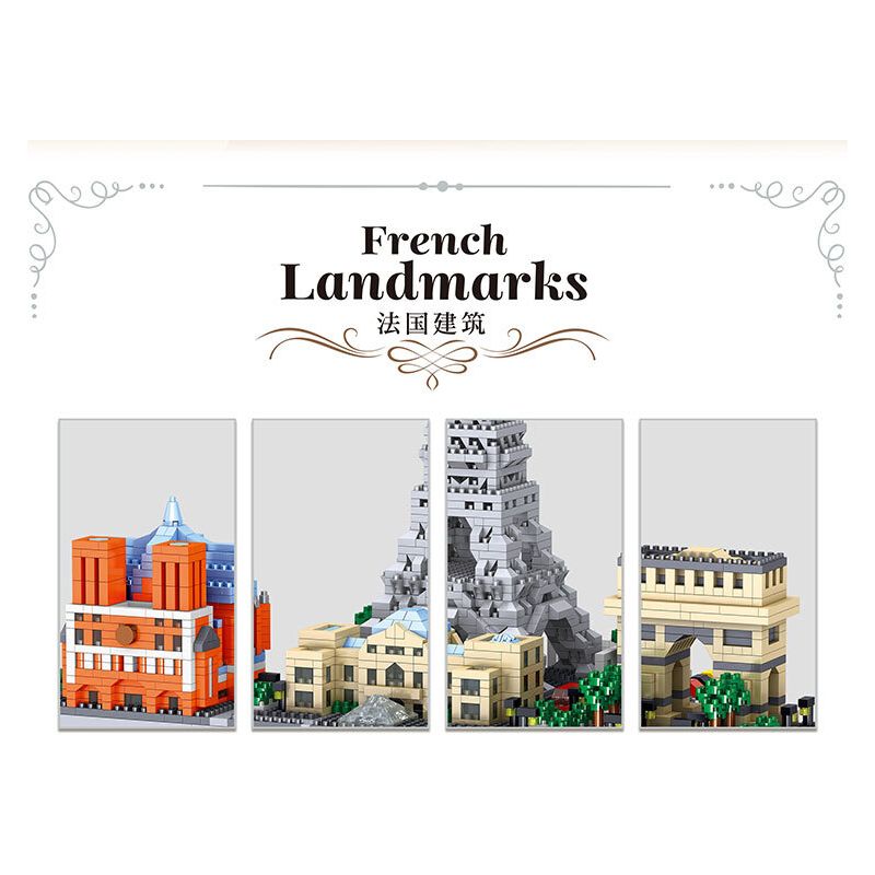 ZHEGAO LZ8317 8317 KIẾN TRÚC PHÁP bộ đồ chơi xếp lắp ráp ghép mô hình Architecture FRENCH LANDMARKS Công Trình Kiến Trúc 2462 khối