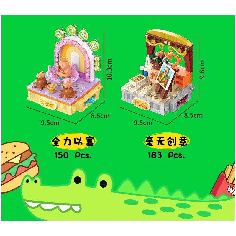 JIALE SPECIAL 54001 CUỘC SỐNG HÀNG NGÀY Ở KAPIBALA THỜI GIAN GIẢI TRÍ bộ đồ chơi xếp lắp ráp ghép mô hình CAPYBARA'S DAILY LIFE 236 khối