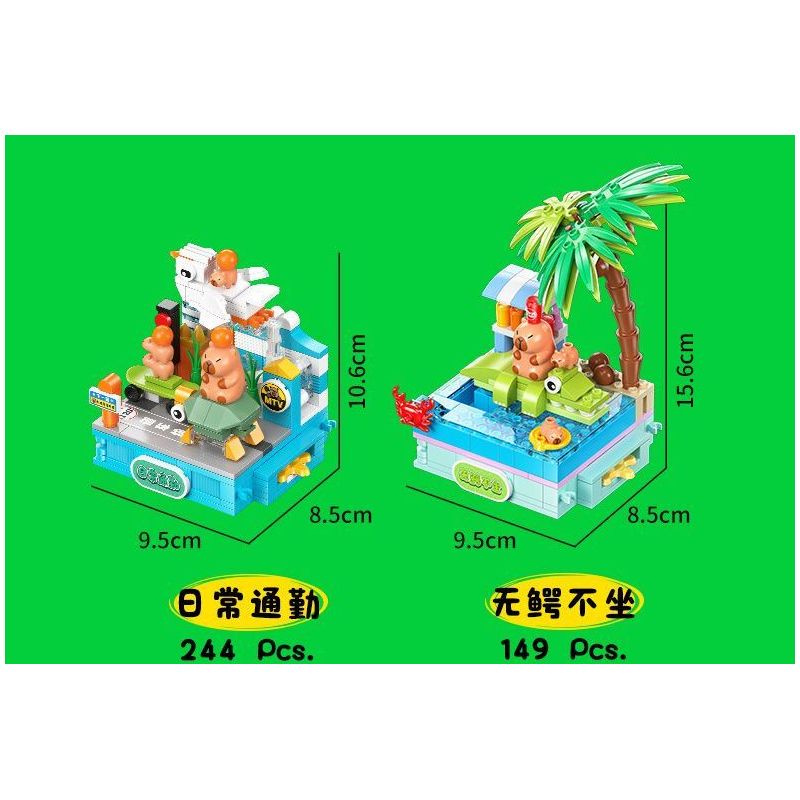 JIALE SPECIAL 54005 CUỘC SỐNG HÀNG NGÀY Ở CAPIBALA ĐI LẠI bộ đồ chơi xếp lắp ráp ghép mô hình CAPYBARA'S DAILY LIFE 244 khối