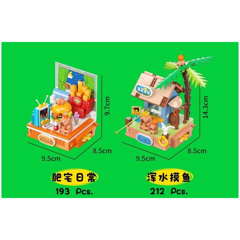 JIALE SPECIAL 54007 CUỘC SỐNG HÀNG NGÀY CỦA KAPIBALA CỐ GẮNG HẾT SỨC ĐỂ LÀM GIÀU bộ đồ chơi xếp lắp ráp ghép mô hình CAPYBARA'S DAILY LIFE 150 khối