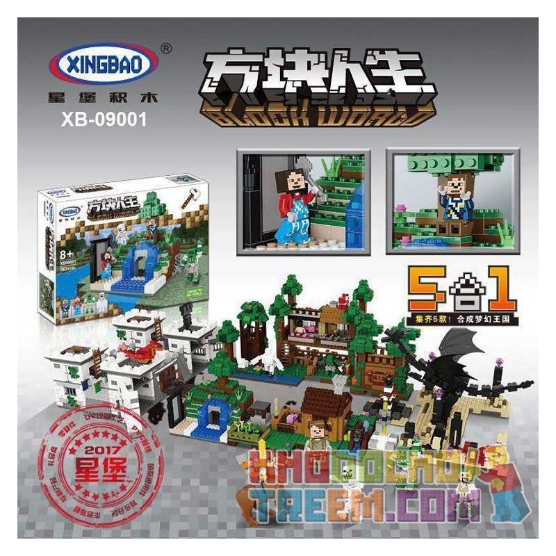 XINGBAO XB-09001 09001 XB09001 non  KHU TIỂU CẢNH bộ đồ chơi xếp lắp ráp ghép mô hình Minecraft BLOCK WORLD Game Xây Dựng 363 khối