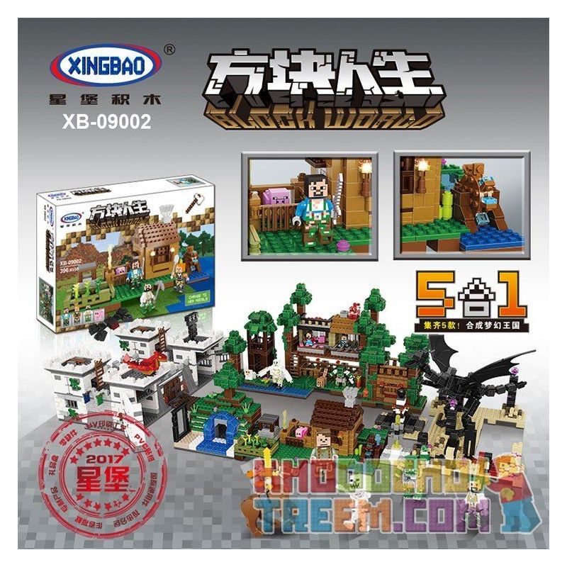 XINGBAO XB-09002 09002 XB09002 non  TRANG TRẠI NHỎ bộ đồ chơi xếp lắp ráp ghép mô hình Minecraft BLOCK WORLD Game Xây Dựng 396 khối