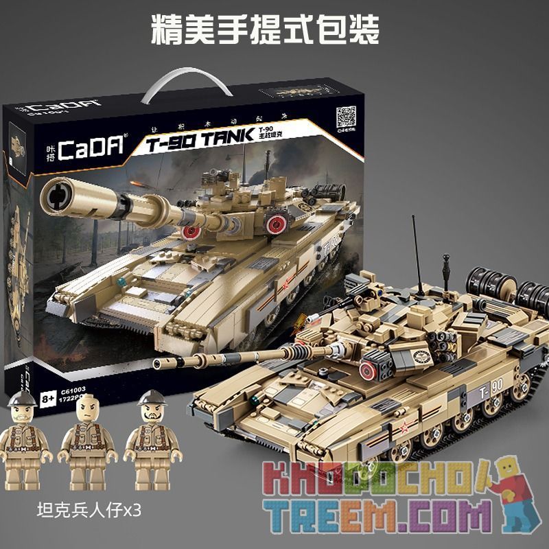 DOUBLEE CADA C61003 61003 non Lego XE TĂNG CHIẾN ĐẤU CHỦ LỰC T-90 1:10 tỷ lệ 1:10 bộ đồ chơi xếp lắp ráp ghép mô hình Military Army T-90 TANK Quân Sự Bộ Đội 1722 khối