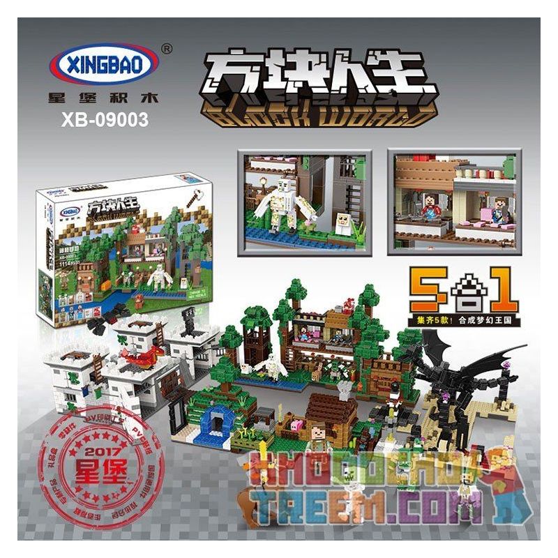 XINGBAO XB-09003 09003 XB09003 non  KHU CHỢ TRÊN CÂY bộ đồ chơi xếp lắp ráp ghép mô hình Minecraft BLOCK WORLD MYSTERIES OF BASE Game Xây Dựng 1114 khối