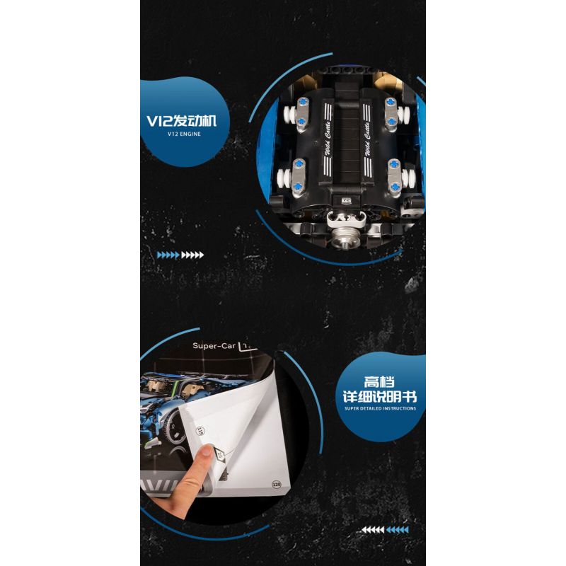 A CRUEL HIGH 24002 SIÊU XE LAMBORGHINI CENTENNIAL BULL tỷ lệ 1:10 bộ đồ chơi xếp lắp ráp ghép mô hình Technic Kỹ Thuật Công Nghệ Cao Mô Hình Phương Tiện 1922 khối