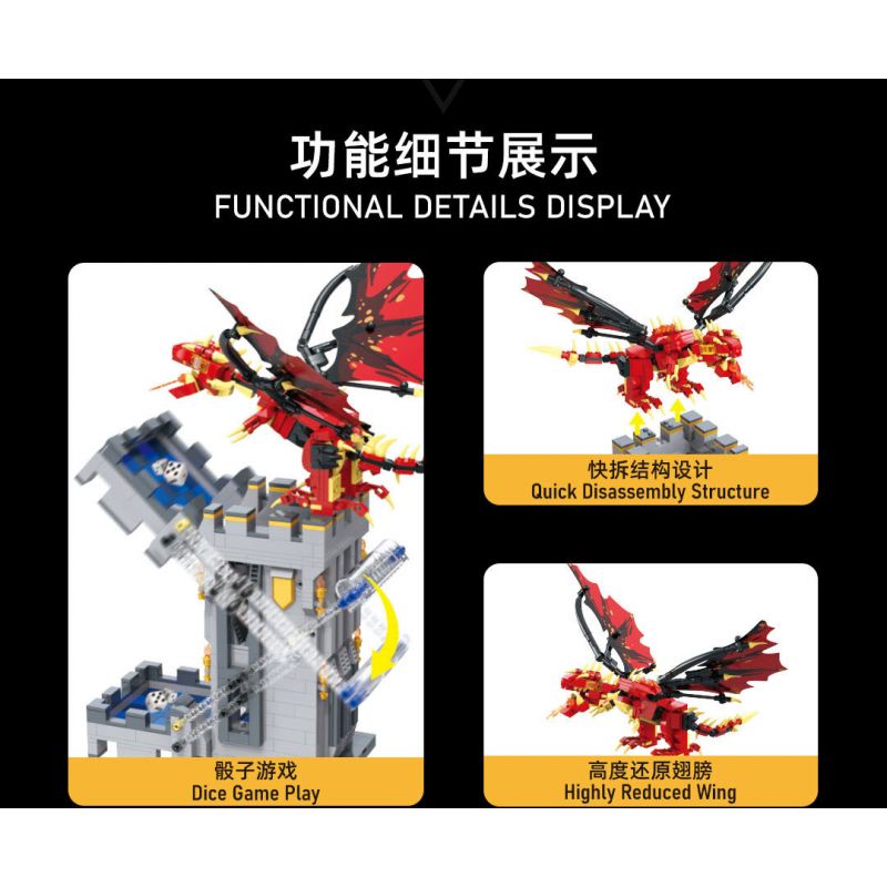 SMALL ANGLE JD046 THÁP XÚC XẮC THỜI TRUNG CỔ bộ đồ chơi xếp lắp ráp ghép mô hình DICE TOWER 1176 khối