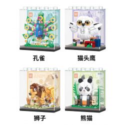 GAOMISI T1073 1073 THẾ GIỚI ĐỘNG VẬT 4 MẪU CÔNG CÚ SƯ TỬ GẤU TRÚC bộ đồ chơi xếp lắp ráp ghép mô hình