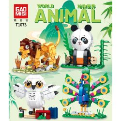GAOMISI T1073 1073 THẾ GIỚI ĐỘNG VẬT 4 MẪU CÔNG CÚ SƯ TỬ GẤU TRÚC bộ đồ chơi xếp lắp ráp ghép mô hình