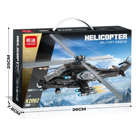 MINGDI LEIBAO K2062 2062 TRỰC THĂNG QUÂN SỰ bộ đồ chơi xếp lắp ráp ghép mô hình Military Army MILITARY HELICOPTER Quân Sự Bộ Đội 300 khối