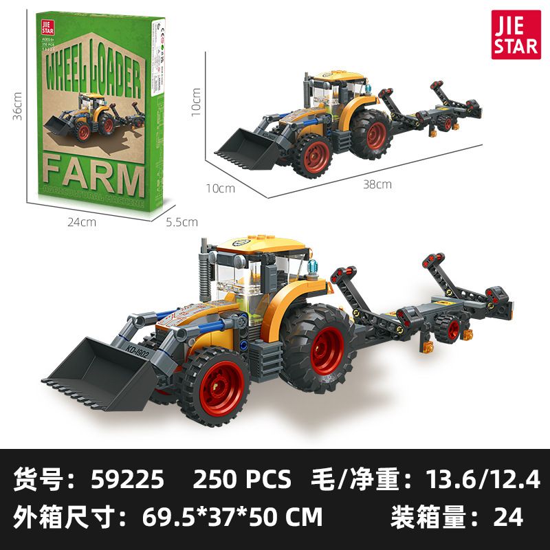 JIESTAR 59225 MÁY XÚC NÔNG NGHIỆP bộ đồ chơi xếp lắp ráp ghép mô hình City AGRICULTURAL WHEEL LOADER Thành Phố 250 khối