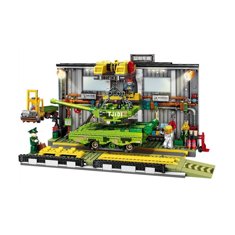 SEMBO 203189 non Lego NHÀ MÁY LẮP RÁP XE TĂNG TRẠM CHÍNH ZTZ-99A bộ đồ chơi xếp lắp ráp ghép mô hình Military Army Quân Sự Bộ Đội 950 khối