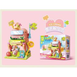 SEMBO 612222 CẢNH ĐƯỜNG PHỐ HAI TẦNG CỦA SPONGEBOB SQUAREPANTS CỬA HÀNG GIẢI NÉN SNOW PIE bộ đồ chơi xếp lắp ráp ghép mô hình Movie & Game ICE CREAM Phim Và Trò Chơi