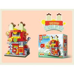 SEMBO 612224 CẢNH ĐƯỜNG PHỐ HAI TẦNG CỦA SPONGEBOB SQUAREPANTS HAPPY FOUNDRY bộ đồ chơi xếp lắp ráp ghép mô hình Movie & Game THE MINT Phim Và Trò Chơi