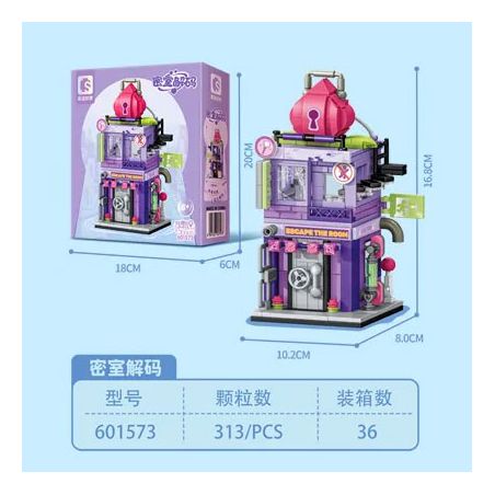 SEMBO 601573 CHƠI SPACE STREET VIEW CĂN PHÒNG BÍ MẬT ĐƯỢC GIẢI MÃ bộ đồ chơi xếp lắp ráp ghép mô hình 313 khối