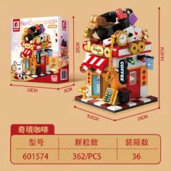 SEMBO 601574 QUÁN ĐẦY MÀU SẮC Ở GÓC PHỐ WONDERLAND COFFEE bộ đồ chơi xếp lắp ráp ghép mô hình 362 khối