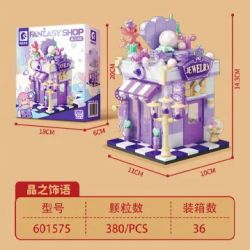 SEMBO 601575 CỬA HÀNG MÀU SẮC Ở GÓC PHỐ ĐỒ TRANG TRÍ PHA LÊ bộ đồ chơi xếp lắp ráp ghép mô hình 380 khối