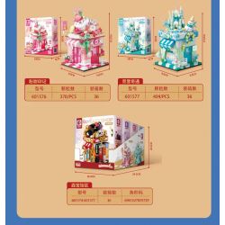 SEMBO 601575 CỬA HÀNG MÀU SẮC Ở GÓC PHỐ ĐỒ TRANG TRÍ PHA LÊ bộ đồ chơi xếp lắp ráp ghép mô hình 380 khối