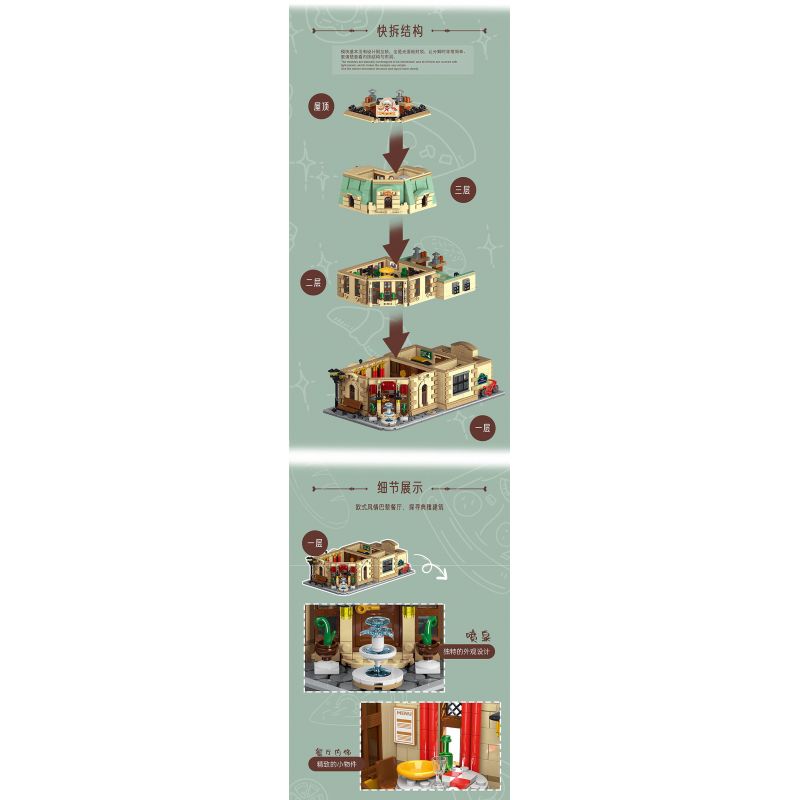 MorkModel 10212 Mork Model 10212 NHÀ HÀNG PARIS bộ đồ chơi xếp lắp ráp ghép mô hình Creator PARISIAN RESTAURANT Sáng Tạo 3104 khối