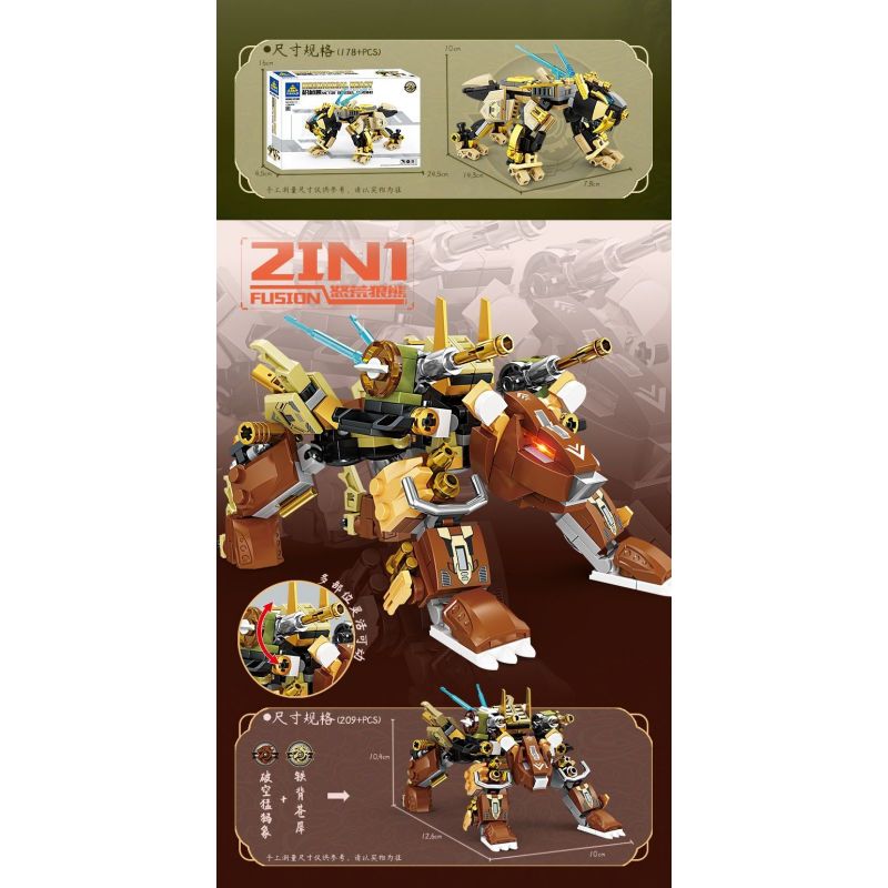 Kazi KY8113 8113 8 LOẠI JIGOKUMON bộ đồ chơi xếp lắp ráp ghép mô hình MECHANICAL BEAST 1370 khối