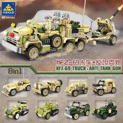 Kazi KY82063 82063 XE TẢI KFZ-69 SÚNG CHỐNG TĂNG 8 TỔ HỢP bộ đồ chơi xếp lắp ráp ghép mô hình KFZ-69 TRUCK ANTI TANK GUN 537 khối