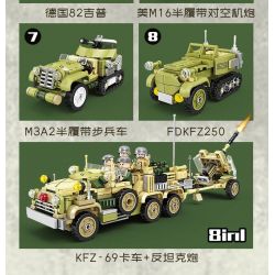 Kazi KY82063 82063 XE TẢI KFZ-69 SÚNG CHỐNG TĂNG 8 TỔ HỢP bộ đồ chơi xếp lắp ráp ghép mô hình KFZ-69 TRUCK ANTI TANK GUN 537 khối