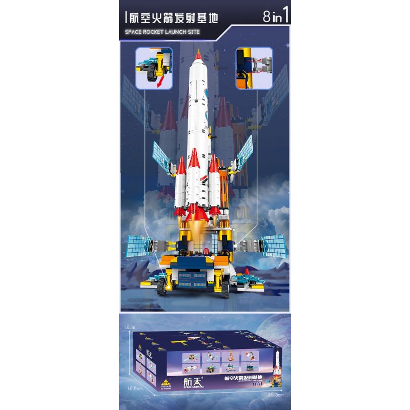 Kazi KY83040 83040 CĂN CỨ PHÓNG TÊN LỬA VŨ TRỤ 8 TỔ HỢP bộ đồ chơi xếp lắp ráp ghép mô hình City SPACE ROCKET LAUNCH SITE Thành Phố 775 khối