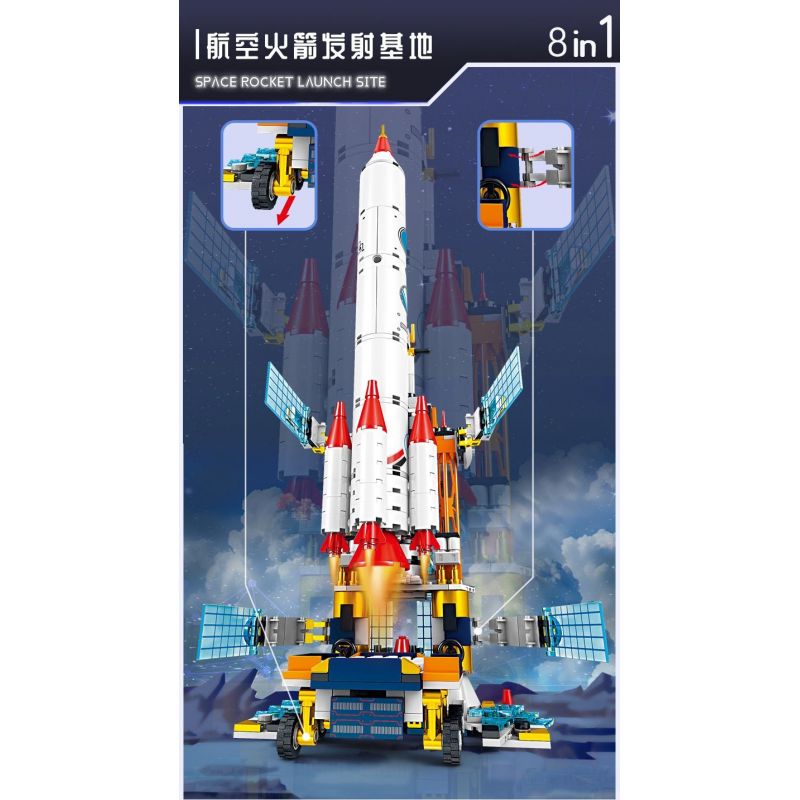 Kazi KY83040 83040 CĂN CỨ PHÓNG TÊN LỬA VŨ TRỤ 8 TỔ HỢP bộ đồ chơi xếp lắp ráp ghép mô hình City SPACE ROCKET LAUNCH SITE Thành Phố 775 khối