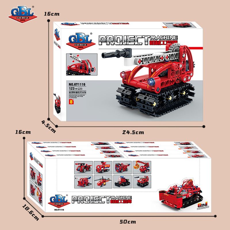GBL KY1116 1116 CỨU HỎA 8 TỔ HỢP bộ đồ chơi xếp lắp ráp ghép mô hình Technic Kỹ Thuật Công Nghệ Cao Mô Hình Phương Tiện 652 khối