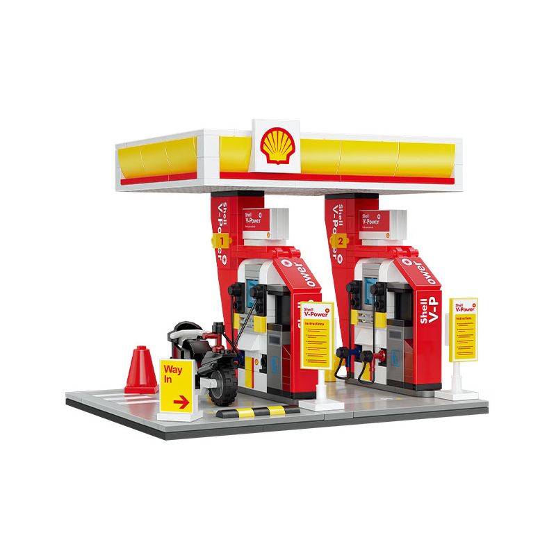 CADA DOUBLEE C66028 66028 non Lego TRẠM XĂNG VỎ bộ đồ chơi xếp lắp ráp ghép mô hình City Thành Phố 305 khối