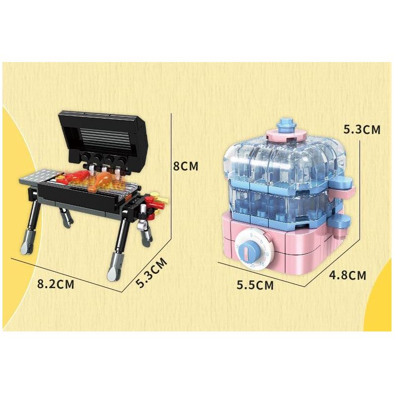 WOMA C0355 0355 DỤNG CỤ NHÀ BẾP MINI 8 MẪU bộ đồ chơi xếp lắp ráp ghép mô hình 579 khối