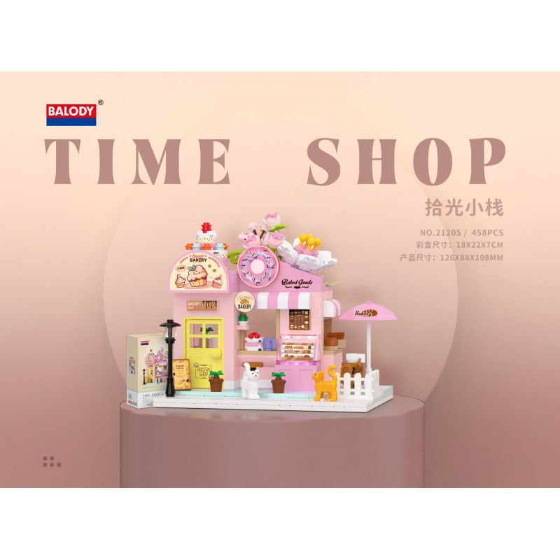 BALODY 21205 NHÀ NGHỆ THUẬT HOA TRỌ ĐÓN ÁNH SÁNG bộ đồ chơi xếp lắp ráp ghép mô hình TIME SHOP 458 khối