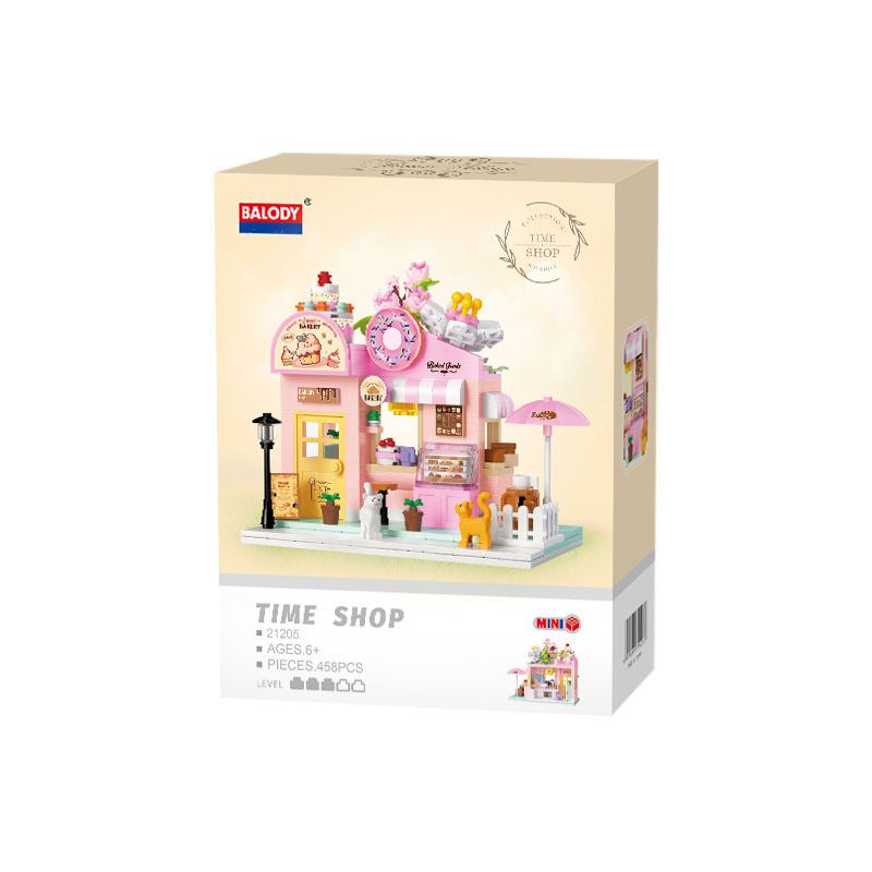 BALODY 21205 NHÀ NGHỆ THUẬT HOA TRỌ ĐÓN ÁNH SÁNG bộ đồ chơi xếp lắp ráp ghép mô hình TIME SHOP 458 khối