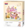 BALODY 21205 NHÀ NGHỆ THUẬT HOA TRỌ ĐÓN ÁNH SÁNG bộ đồ chơi xếp lắp ráp ghép mô hình TIME SHOP 458 khối
