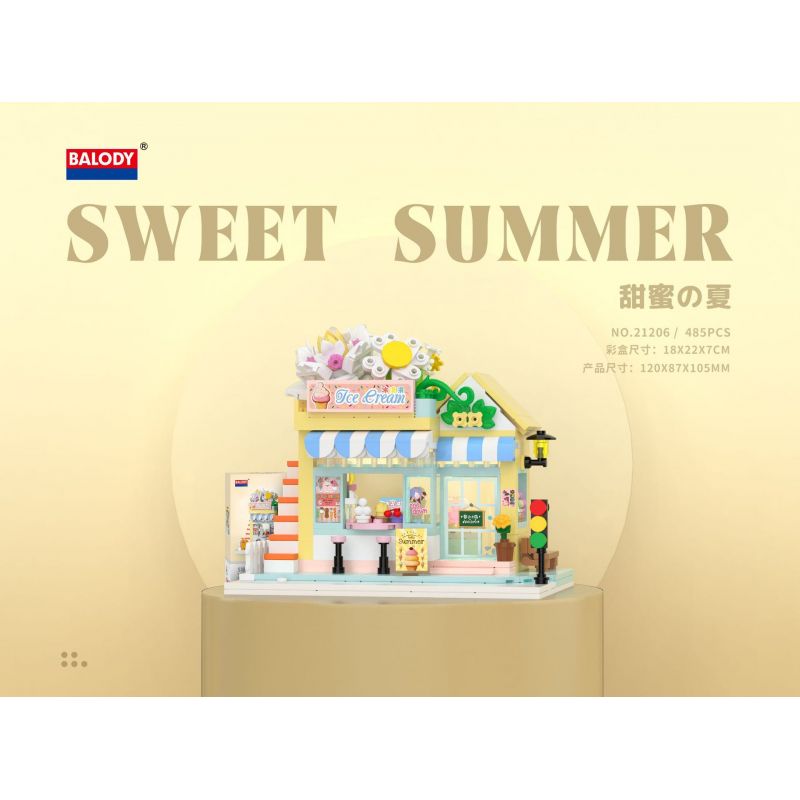 BALODY 21206 NGÔI NHÀ NGHỆ THUẬT HOA MÙA HÈ NGỌT NGÀO bộ đồ chơi xếp lắp ráp ghép mô hình SWEET SUMMER 485 khối