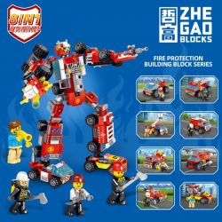 ZHEGAO 913001 CHUYỂN HÓA TRỰC TIẾP TỔ HỢP MECHA CHỮA CHÁY 8 bộ đồ chơi xếp lắp ráp ghép mô hình City Thành Phố 429 khối