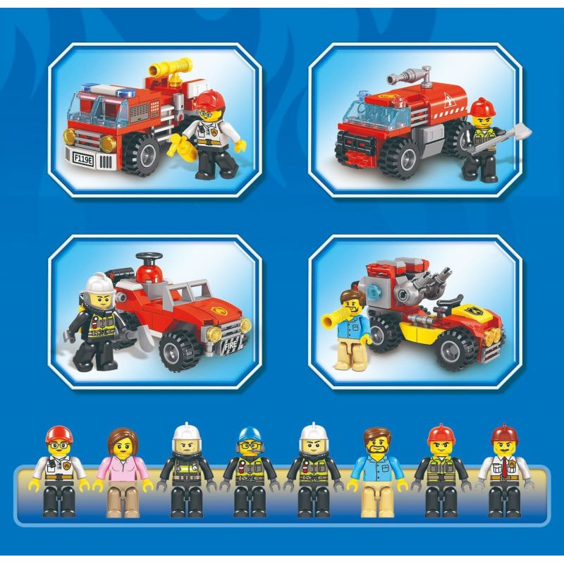 ZHEGAO 913001 CHUYỂN HÓA TRỰC TIẾP TỔ HỢP MECHA CHỮA CHÁY 8 bộ đồ chơi xếp lắp ráp ghép mô hình City Thành Phố 429 khối