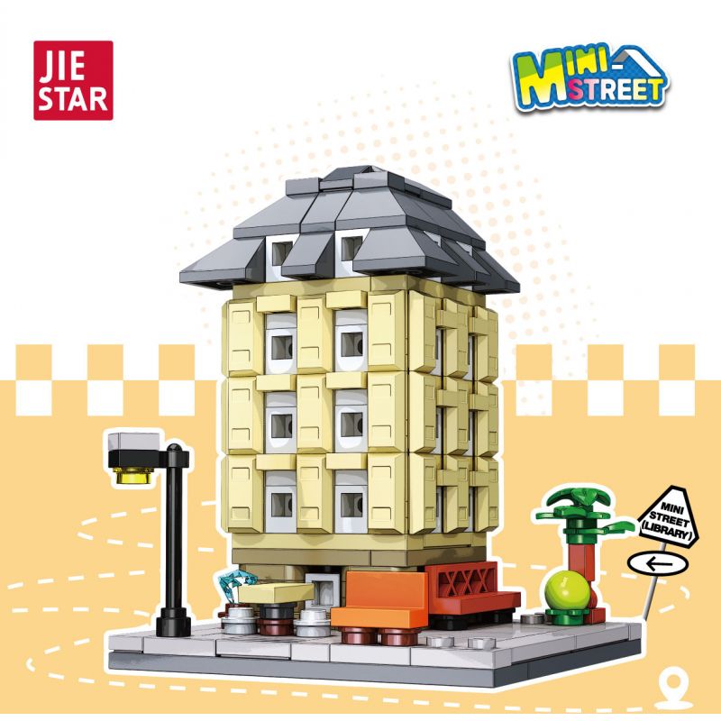 JIESTAR 59076 CHẾ ĐỘ XEM PHỐ THU NHỎ THƯ VIỆN bộ đồ chơi xếp lắp ráp ghép mô hình MINI STREET THE LIBRARY 258 khối