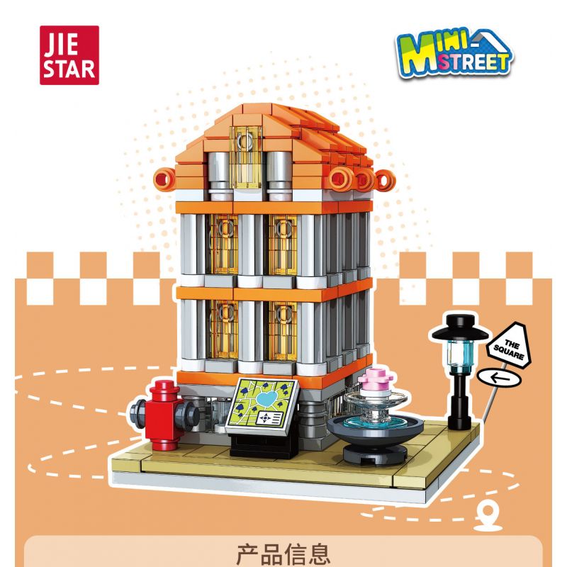 JIESTAR 59081 CHẾ ĐỘ XEM PHỐ THU NHỎ HÌNH VUÔNG bộ đồ chơi xếp lắp ráp ghép mô hình MINI STREET THE SQUARE 325 khối
