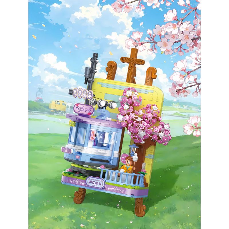 ZHEGAO 662019 THẾ GIỚI SKETCHPAD CÁP TREO SAKURA bộ đồ chơi xếp lắp ráp ghép mô hình Arts & Crafts SKETCHPAD WORLD 755 khối