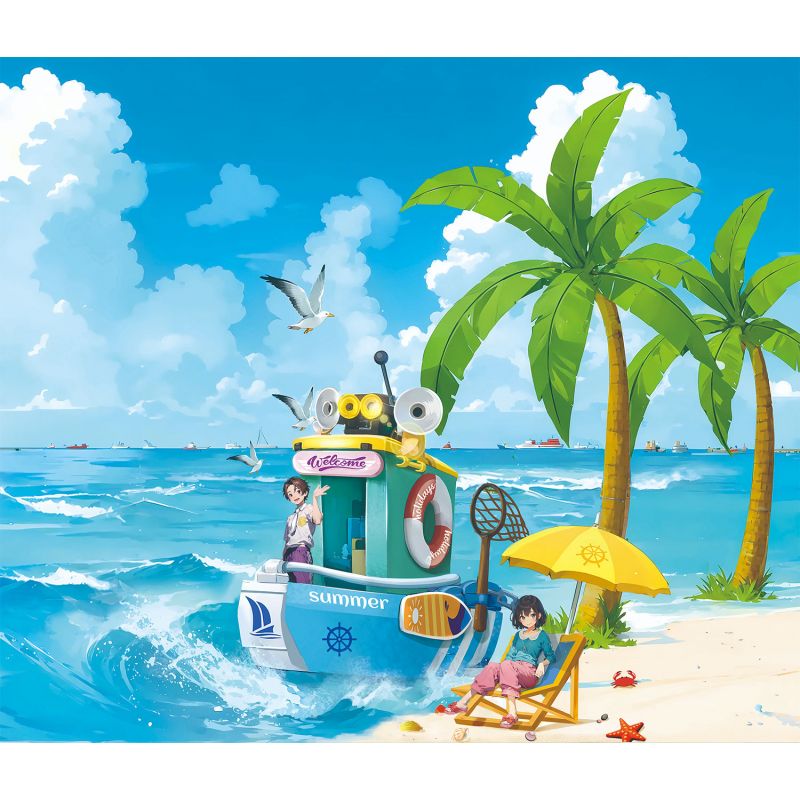 ZHEGAO 662020 THẾ GIỚI SKETCHPAD THUYỀN ĐÁNH CÁ MÙA HÈ bộ đồ chơi xếp lắp ráp ghép mô hình Arts & Crafts SKETCHPAD WORLD 650 khối