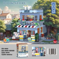 ZHEGAO 612038 HIỆU SÁCH KÝ ỨC THỜI GIAN CỬA HÀNG BÁCH HÓA QIANJIN bộ đồ chơi xếp lắp ráp ghép mô hình City BOOK STORE Thành Phố 427 khối