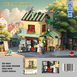 ZHEGAO 612040 KỶ NIỆM MỘT NĂM TIỆM SỬA CHỮA LÃO LI bộ đồ chơi xếp lắp ráp ghép mô hình City REPAIR SHOP Thành Phố 493 khối
