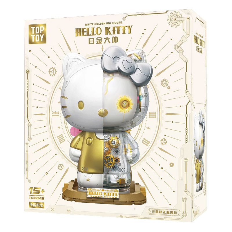 TOP TOY TC2045 2045 TC2060 2060 SANRIO THÂN HÌNH BẠCH KIM HELLO KITTY CYBORG bộ đồ chơi xếp lắp ráp ghép mô hình HELLO KITTY WHITE GOLDEN BIG FIGURE 400 khối