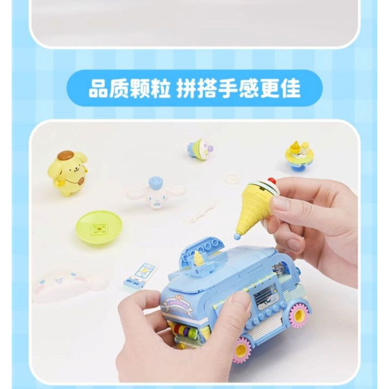 KEEPPLEY K20847 20847 SANRIO XE BÁN MÓN TRÁNG MIỆNG CHÓ TAI TO BÁNH PUDDING bộ đồ chơi xếp lắp ráp ghép mô hình Movie & Game SANRIO CHARACTERS Phim Và Trò Chơi 310 khối