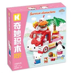 KEEPPLEY K20848 20848 SANRIO XE TẢI BURGER HELLO KITTY CHÓ PACHA bộ đồ chơi xếp lắp ráp ghép mô hình Movie & Game SANRIO CHARACTERS Phim Và Trò Chơi 340 khối