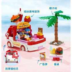 KEEPPLEY K20848 20848 SANRIO XE TẢI BURGER HELLO KITTY CHÓ PACHA bộ đồ chơi xếp lắp ráp ghép mô hình Movie & Game SANRIO CHARACTERS Phim Và Trò Chơi 340 khối